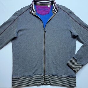Robert Graham Sweater Mens Size Small Gray Cotton Full Zip Golf Preppy